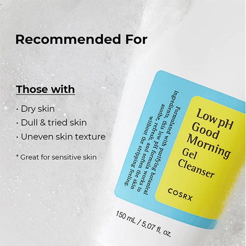 COSRX Low pH Good Morning Gel Cleanser 150ml/5.07 fl oz. Acne Care K-beauty